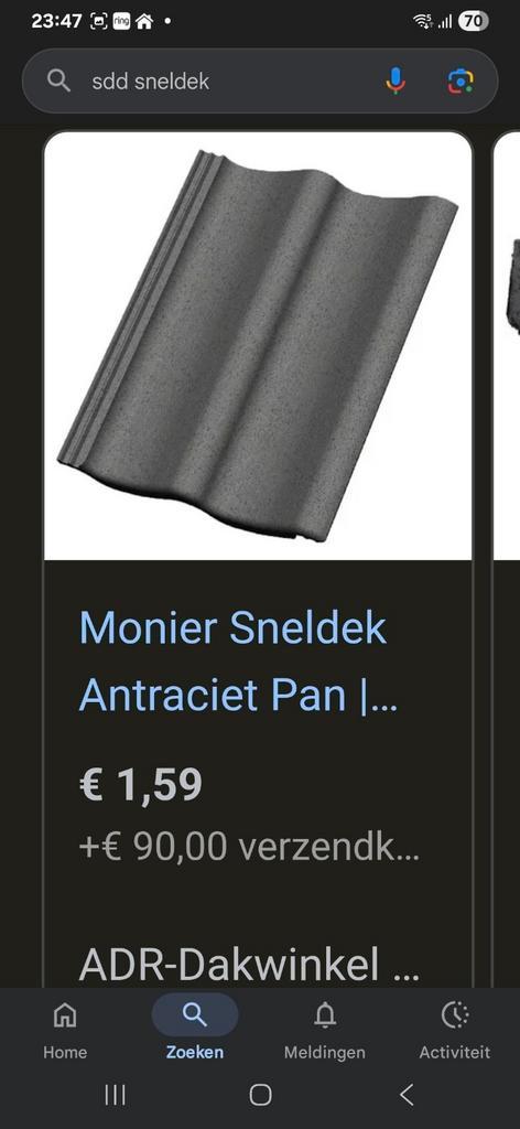 Sneldek monier dakpan, Doe-het-zelf en Verbouw, Dakpannen en Dakbedekking, Zo goed als nieuw, Dakpannen, Steen of Klei, 15 m² of meer