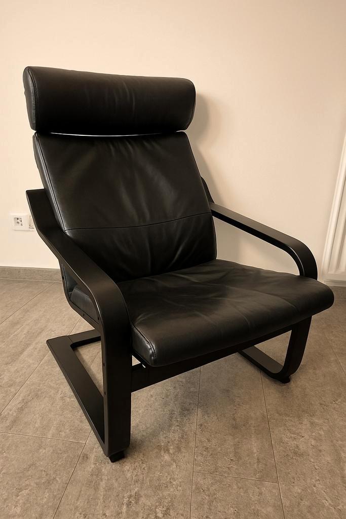 IKEA Poäng Black on Black Leather!
Leer! + nieuw kussen!, Huis en Inrichting, Fauteuils, Zo goed als nieuw, Leer, 50 tot 75 cm
