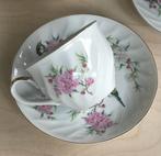 Vintage kop en schotels, bloemmotief, set van 5 stuks, Ophalen of Verzenden