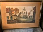 Mooi olieverf schilderij dorpsgezicht gesigneerd 1935., Ophalen of Verzenden