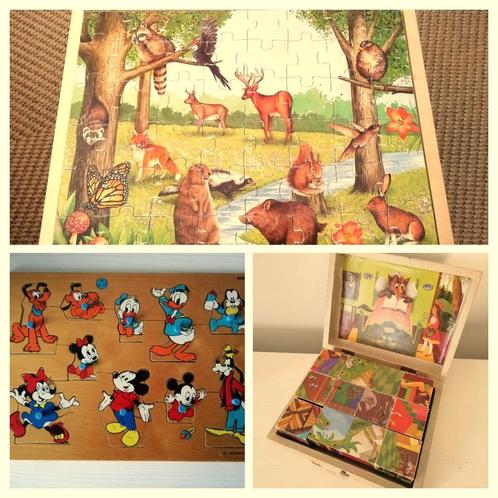 Vintage houten puzzel jigsaw disney jumbo blokkendoosje, Kinderen en Baby's, Speelgoed | Kinderpuzzels, Ophalen of Verzenden