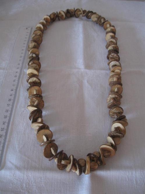 Bijzondere houten ketting natuurlijk materiaal als nieuw, Sieraden, Tassen en Uiterlijk, Kettingen, Zo goed als nieuw, Overige materialen