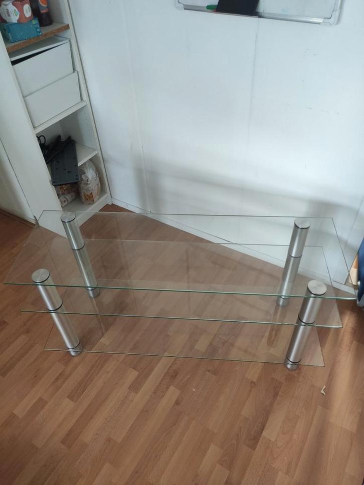 Glazen TV Meubel, Huis en Inrichting, Kasten | Televisiemeubels, Gebruikt, Minder dan 100 cm, 100 tot 150 cm, 25 tot 50 cm, Glas