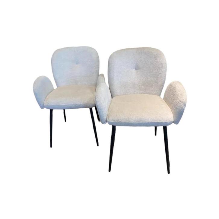 Eetkamerstoel Bobby set van 2, Huis en Inrichting, Stoelen, Zo goed als nieuw, Twee, Hout, Stof, Wit, Ophalen