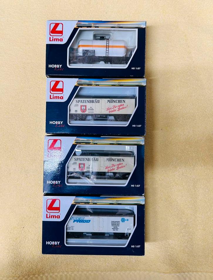 Lima: setje van 4 wagens, Hobby en Vrije tijd, Modeltreinen | H0, Zo goed als nieuw, Wagon, Gelijkstroom of Wisselstroom, Lima