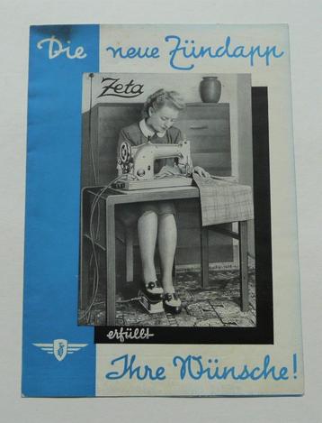 Zündapp Folder Naaimachine "Zeta" (14 x 19,5 cm./4 blz.) beschikbaar voor biedingen