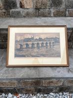 Vintage ets in lijst achter glas van Han Jelinger Gesigneerd, Antiek en Kunst, Kunst | Tekeningen en Foto's, Ophalen