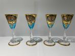 Murano vintage glas turkoois handgeschilderd., Ophalen of Verzenden, Zo goed als nieuw, Bierglas