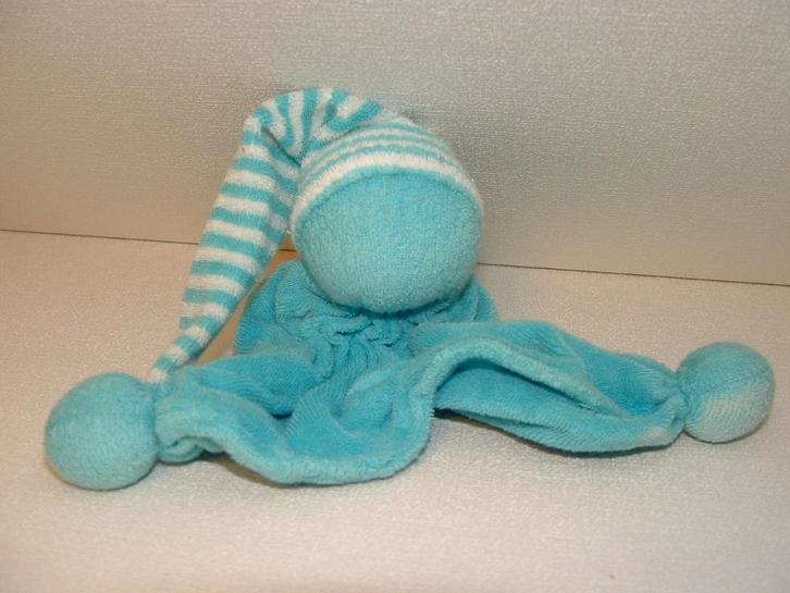 DE KANDEEL POPJE KNUFFELDOEKJE BADSTOF BLAUW MET BOL BLAUW, Kinderen en Baby's, Speelgoed | Knuffels en Pluche, Nieuw, Overige typen