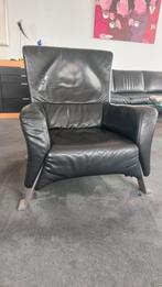 Rolfbenz rolf benz fauteuil moderne stoel zwart leer, Huis en Inrichting, Ophalen, Gebruikt, 75 tot 100 cm, Leer