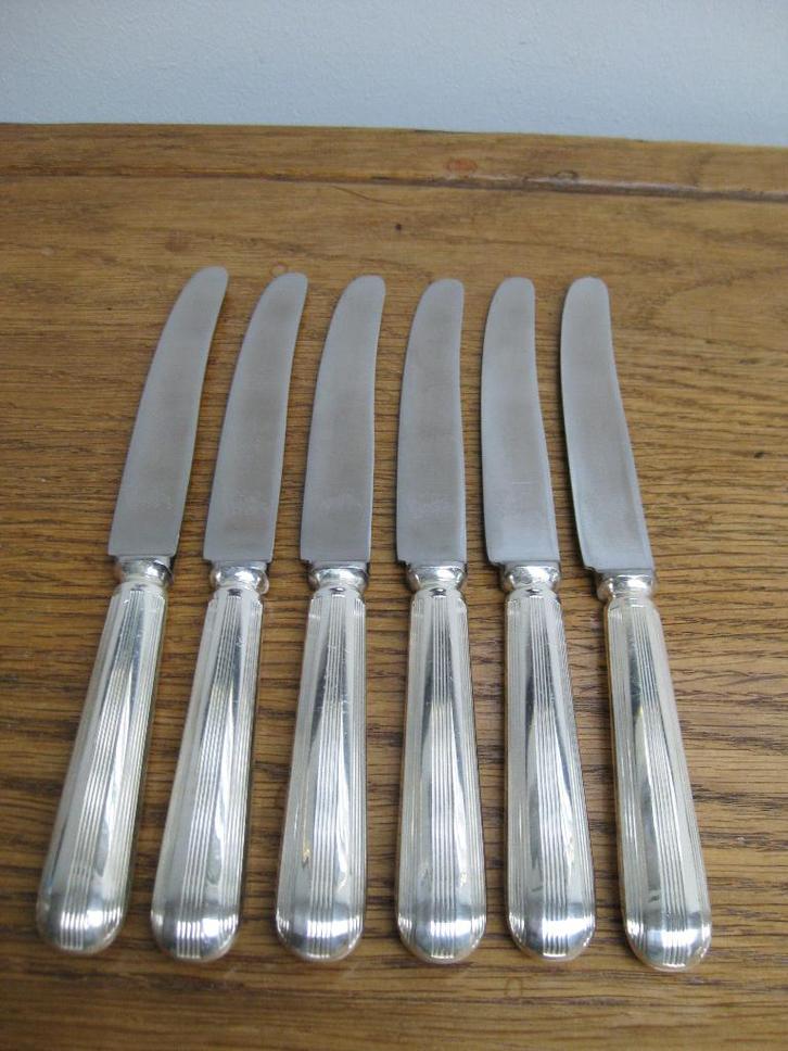 Verzilverde ontbijtmessen, dessertmessen, Art Deco, Antiek en Kunst, Antiek | Bestek, Ophalen of Verzenden