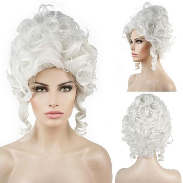 Marie Antoinette pruik zilverwit kort met krullen, Sieraden, Tassen en Uiterlijk, Uiterlijk | Haarverzorging, Nieuw, Pruik of Haarverlenging