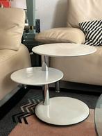 Vintage design, witte bijzettafel Leolux Cyclo, chroom, Minder dan 55 cm, Metaal of Aluminium, Rond, Zo goed als nieuw