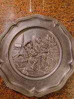 Antiek Tinnen Bord met Figuren, Ophalen