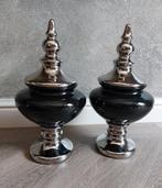 2 Richmond potten/vazen hoogglans zwart met zilver, Huis en Inrichting, Overige materialen, Zwart, Ophalen of Verzenden, Zo goed als nieuw