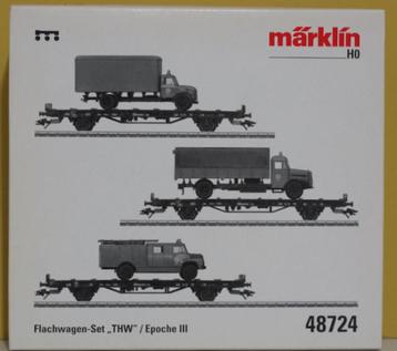 Märklin H0 48724 Flachwagen-Set Technisches Hilfswerk 3 tlg  beschikbaar voor biedingen