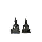 Oude Thaise Bronzen Boeddhabeelden – Set van 2, Ophalen of Verzenden, Gebruikt
