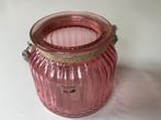 Pomax windlicht kaarsenhouder glas roze, Minder dan 25 cm, Overige materialen, Ophalen of Verzenden, Kandelaar
