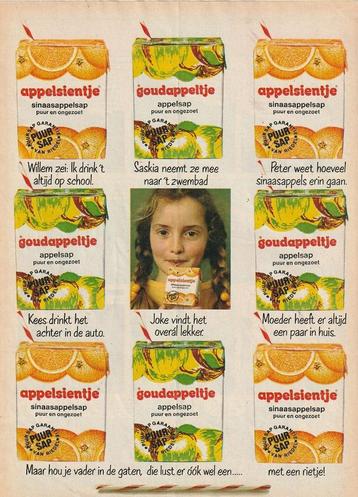 Retro reclame 1977 Riedel Appelsientje Joke Kees Saskia beschikbaar voor biedingen