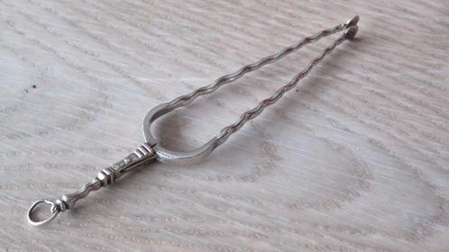 Zilveren antieke miniatuur haardtang plm 1800 / lengte 11 cm, Antiek en Kunst, Antiek | Goud en Zilver, Zilver, Ophalen of Verzenden