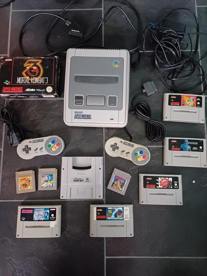 Super Nintendo pakket met mortal kombat, Spelcomputers en Games, Games | Nintendo Super NES, Gebruikt, Vechten, 2 spelers, Vanaf 12 jaar