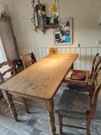 Houten eetafel met 4 stoelen. Tafel kan verlengt worden., Huis en Inrichting, Tafels | Eettafels, 50 tot 100 cm, 100 tot 150 cm