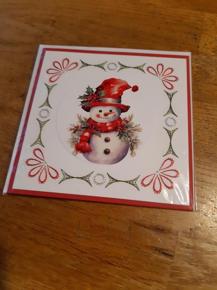 Kerst-Sneeuwpop(934), Hobby en Vrije tijd, Kaarten | Zelfgemaakt, Nieuw, Kerst, Ophalen of Verzenden