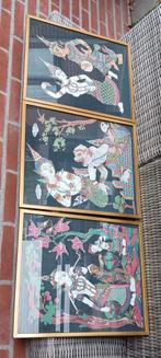 3 STUKS THAISE SCHLERIJEN OP ZIJDE 43 CM BREED  48 CM HOOG, Antiek en Kunst, Kunst | Niet-Westerse kunst, Ophalen of Verzenden