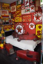 te ruil te koop 4 antiek trapauto emaillebord reclamebord, Verzamelen, Merken en Reclamevoorwerpen, Ophalen, Gebruikt, Reclamebord