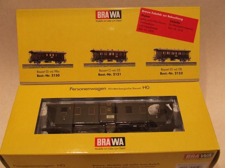 BRAWA 2150 DRG personenwagen, Wurttembergische Bauart, Hobby en Vrije tijd, Modeltreinen | H0, Nieuw, Wagon, Gelijkstroom of Wisselstroom
