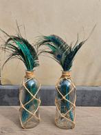 Vaasjes met Pauwenveren - Set van 2, Ophalen of Verzenden