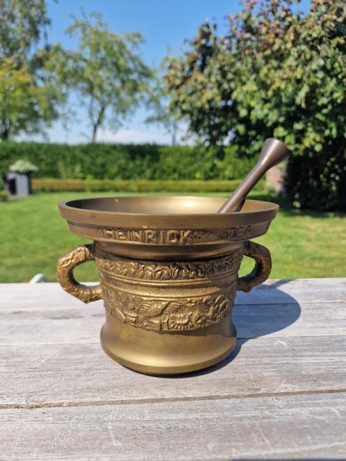 HEINRICK TER HERST "Me Fecit Anno 1607" Bronzen Vijzel (3.68, Antiek en Kunst, Antiek | Koper en Brons, Brons, Ophalen of Verzenden