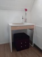 Ikea bureau wit met houtkleurige lade, Ophalen, Gebruikt, Bureau