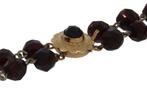 Granaten antieke 2-strengs ketting 14k gouden slot dames, Ophalen of Verzenden, Goud, Ketting, Met edelsteen