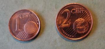 1 en 2 cent munten Finland 2003 uit rol (UNC) beschikbaar voor biedingen