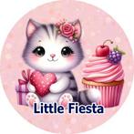 L262 ouwel kitten poes 20x4,7cm eetbare cupcake rondjes vers, Ophalen of Verzenden, Nieuw, Cupcakes, Versiering