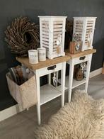 Nachtkastjes Wit & Wagondelen Wood & Tuigleer Kastjes, Huis en Inrichting, Ophalen of Verzenden, Zo goed als nieuw