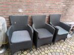 Gratis ophalen 3 tuinstoelen met kussens, Ophalen of Verzenden, Gebruikt, Kunststof