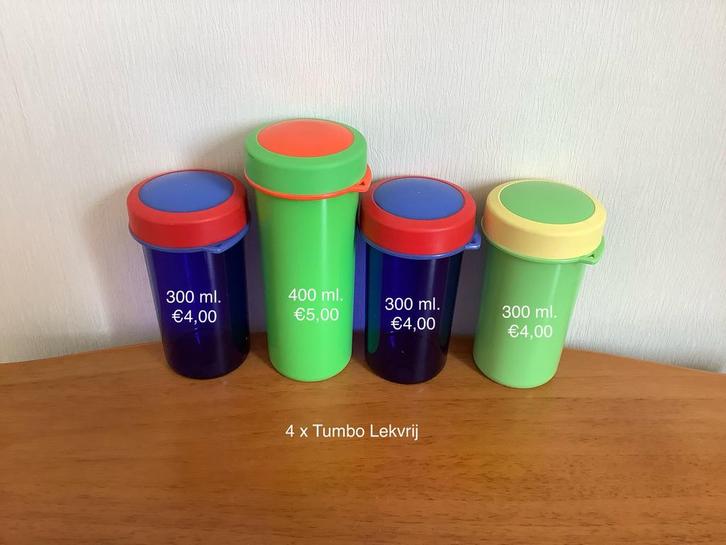 Tupperware Tumbo Drinkbekers met schroefdeksels 300/ 400 ml., Huis en Inrichting, Keuken | Tupperware, Ophalen of Verzenden