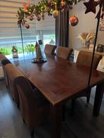 Eettafel met 6 stoelen - 2.10m lang, Ophalen of Verzenden, Gebruikt, 4 tot 6 stoelen