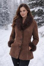 Pelsland 100% shearling leren lammycoat schapenvacht jas 40, Kleding | Dames, Jassen | Winter, Maat 38/40 (M), Bruin, PELSLAND