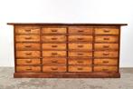 Vintage ladekast pitch pine notenhout 24 laden jaren 50, Ophalen of Verzenden, Gebruikt