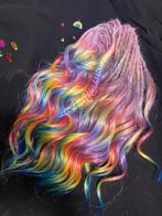 Curly rainbow unicorn locks dreads extensions, Ophalen of Verzenden, Zo goed als nieuw, Pruik of Haarverlenging