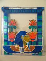 Curiosa glas in lood van plexiglas Egypte 36x40cm Cleopatra?, Ophalen of Verzenden