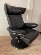 Fauteuil Stressless zwart leder, Huis en Inrichting, Fauteuils, Ophalen, Gebruikt, Leer, Modern