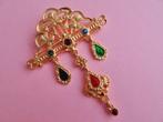 jwg Grote vintage 70s lotus emaille broche gekleurd goud kl, Sieraden, Tassen en Uiterlijk, Antieke sieraden, Verzenden, Overige materialen