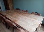 Eetkamertafel, oud teak, white wash, 200 bij 100 cm., Huis en Inrichting, Tafels | Eettafels, Ophalen, Gebruikt, Teakhout, 50 tot 100 cm