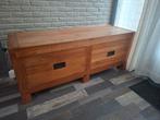 Stevig houten TV meubel met opbergruimte, Ophalen, Gebruikt, 100 tot 150 cm, Modern