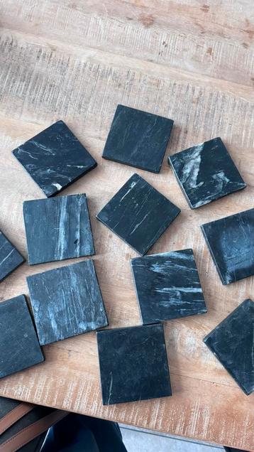 12 Zwarte Marmeren Onderzetters Vierkant beschikbaar voor biedingen