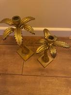 Goudkleurige palmboom kandelaars set van 2 stuks, Huis en Inrichting, Woonaccessoires | Kandelaars en Kaarsen, Ophalen of Verzenden
